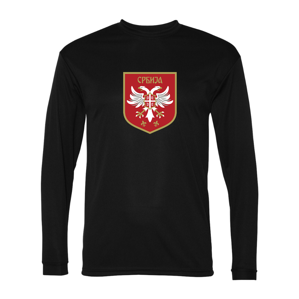Men's Serbia National Football Soccer Team Logo Performance Long Sleeve T-Shirt