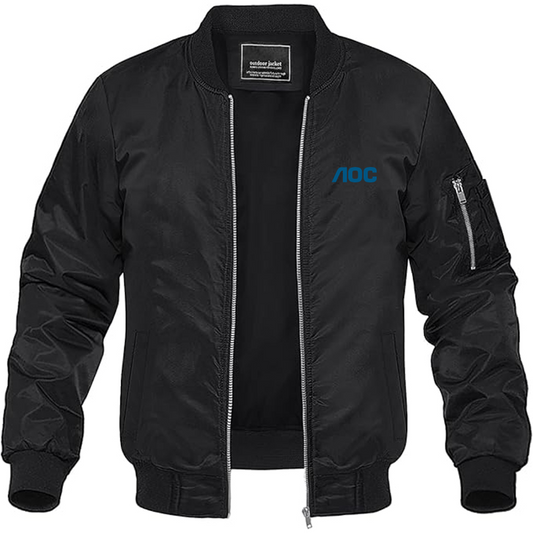 Men's AOC Logo Lightweight Bomber Jacket Windbreaker Softshell Varsity Jacket Coat