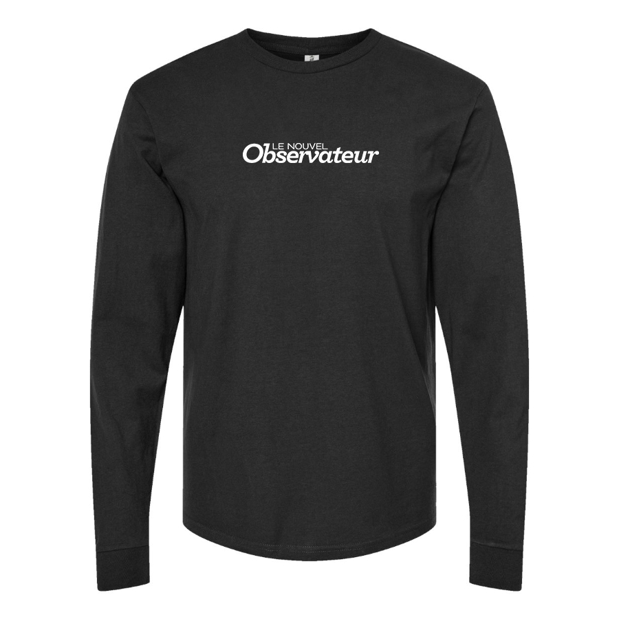Men's Le Nouvel Observateur Logo  Cotton Long Sleeve T-Shirt