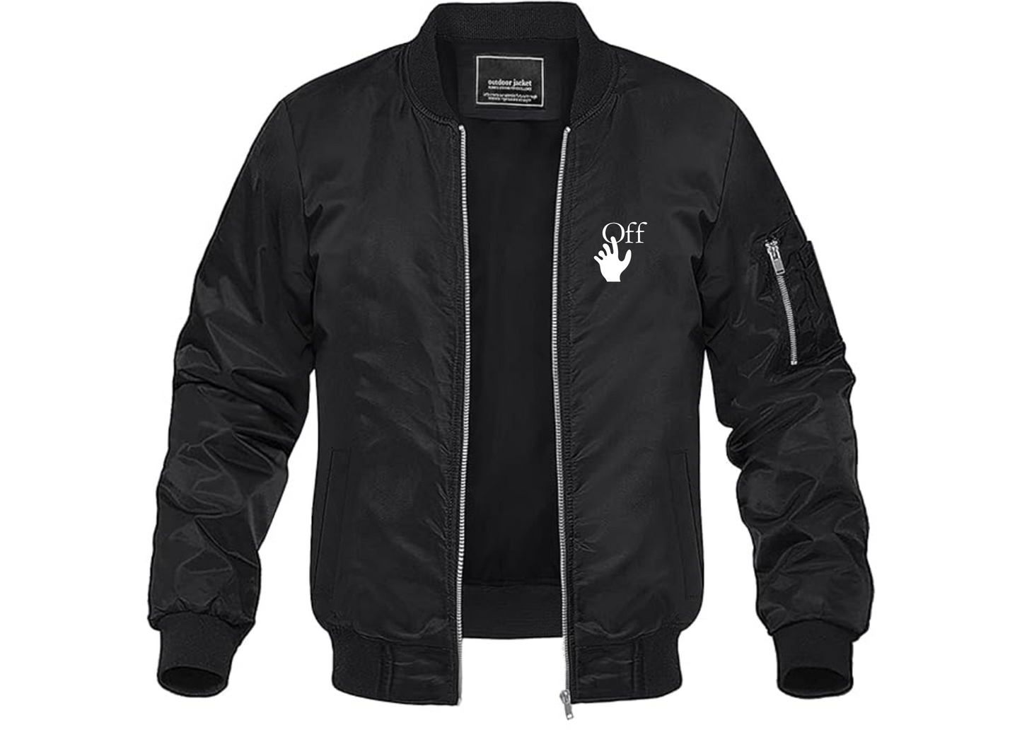 Men's Off-White Hand Lightweight Bomber Jacket Windbreaker Softshell Varsity Jacket Coat