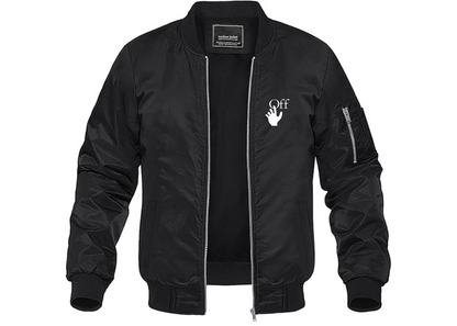 Men's Off-White Hand Lightweight Bomber Jacket Windbreaker Softshell Varsity Jacket Coat