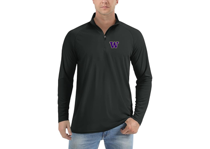 Men's Washington Huskies Lightweight Quarter-Zip Athletic Shirt Long Sleeve Performance Wear