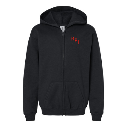 Gildan Heavy Blend Youth RPI Engineers Logo Full Zip Hooded Sweatshirt