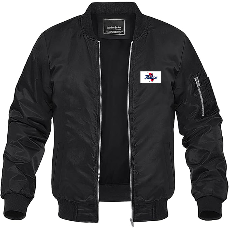 Men's Tulsa Golden Hurricane Logo Lightweight Bomber Jacket Windbreaker Softshell Varsity Jacket Coat