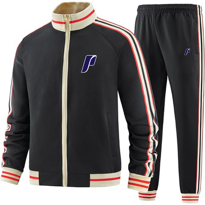 Men's Portland Pilots Logo Tracksuit with Bold Striped Accents and Zippered Front Athletic Wear