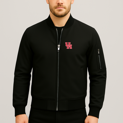 Men's Houston Cougars Logo Lightweight Bomber Jacket Windbreaker Softshell Varsity Jacket Coat