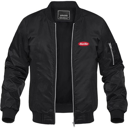 Men's Barilla Logo Lightweight Bomber Jacket Windbreaker Softshell Varsity Jacket Coat
