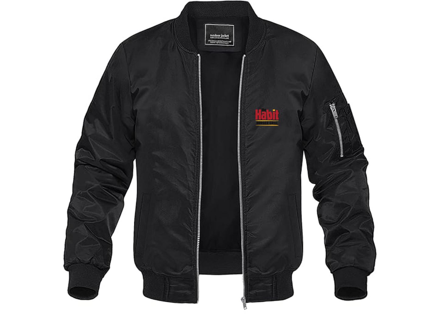 Men's The Habit Burger Grill Lightweight Bomber Jacket Windbreaker Softshell Varsity Jacket Coat