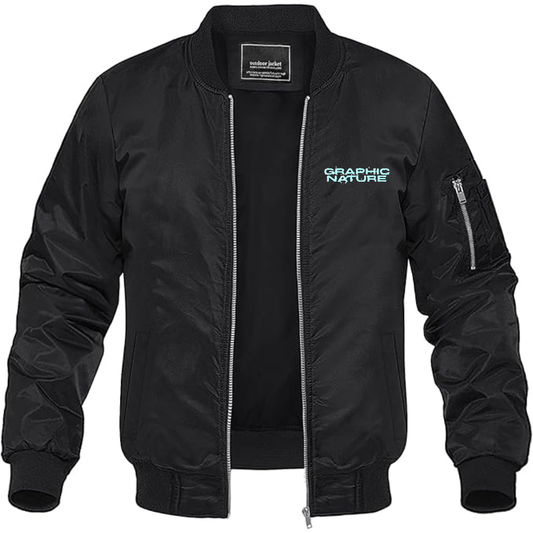 Men's Graphic Nature Logo Lightweight Bomber Jacket Windbreaker Softshell Varsity Jacket Coat