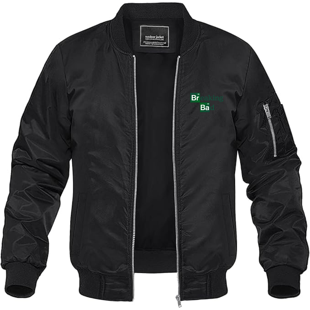 Men's Breaking Bad Logo Lightweight Bomber Jacket Windbreaker Softshell Varsity Jacket Coat