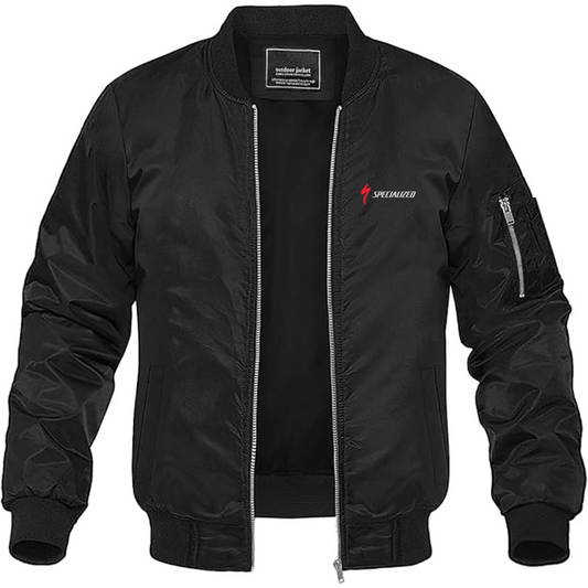 Men's Specialized Logo Lightweight Bomber Jacket Windbreaker Softshell Varsity Jacket Coat