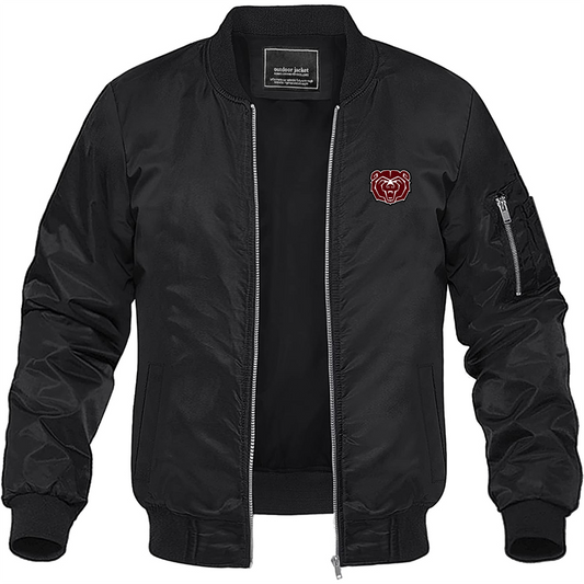 Men's Missouri State Bears Logo Lightweight Bomber Jacket Windbreaker Softshell Varsity Jacket Coat