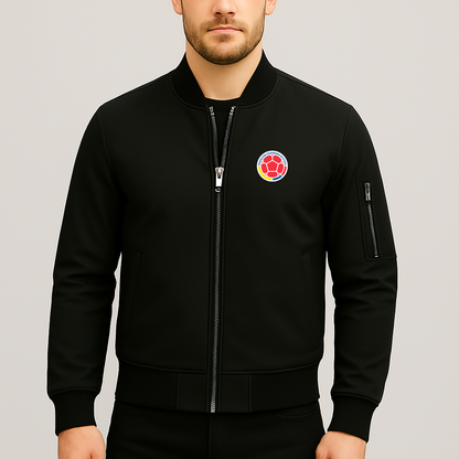 Men's Colombia National Soccer Team Lightweight Bomber Jacket - Black