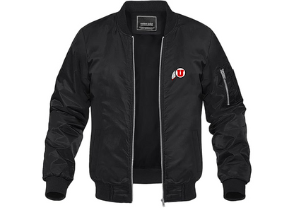 Men's Utah Utes Lightweight Bomber Jacket Windbreaker Softshell Varsity Jacket Coat