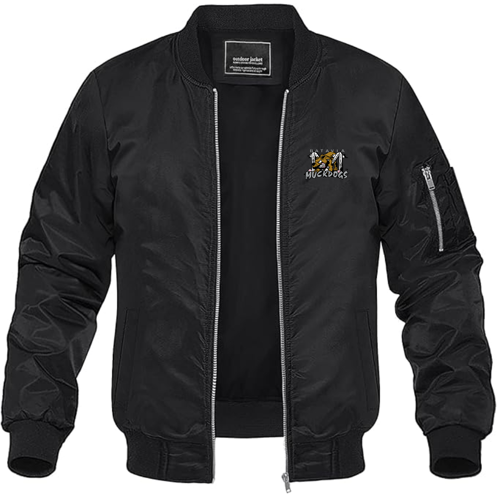 Men's Batavia  Muckdogs Logo Lightweight Bomber Jacket Windbreaker Softshell Varsity Jacket Coat