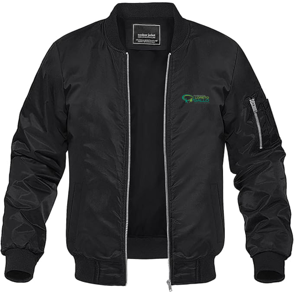 Men's Farmacia Loreto Gallo Logo Lightweight Bomber Jacket Windbreaker Softshell Varsity Jacket Coat