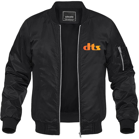 Men's DTS Logo Lightweight Bomber Jacket Windbreaker Softshell Varsity Jacket Coat