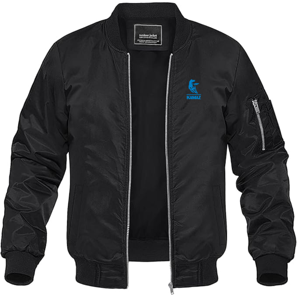 Men's KAMAZ Logo Lightweight Bomber Jacket Windbreaker Softshell Varsity Jacket Coat