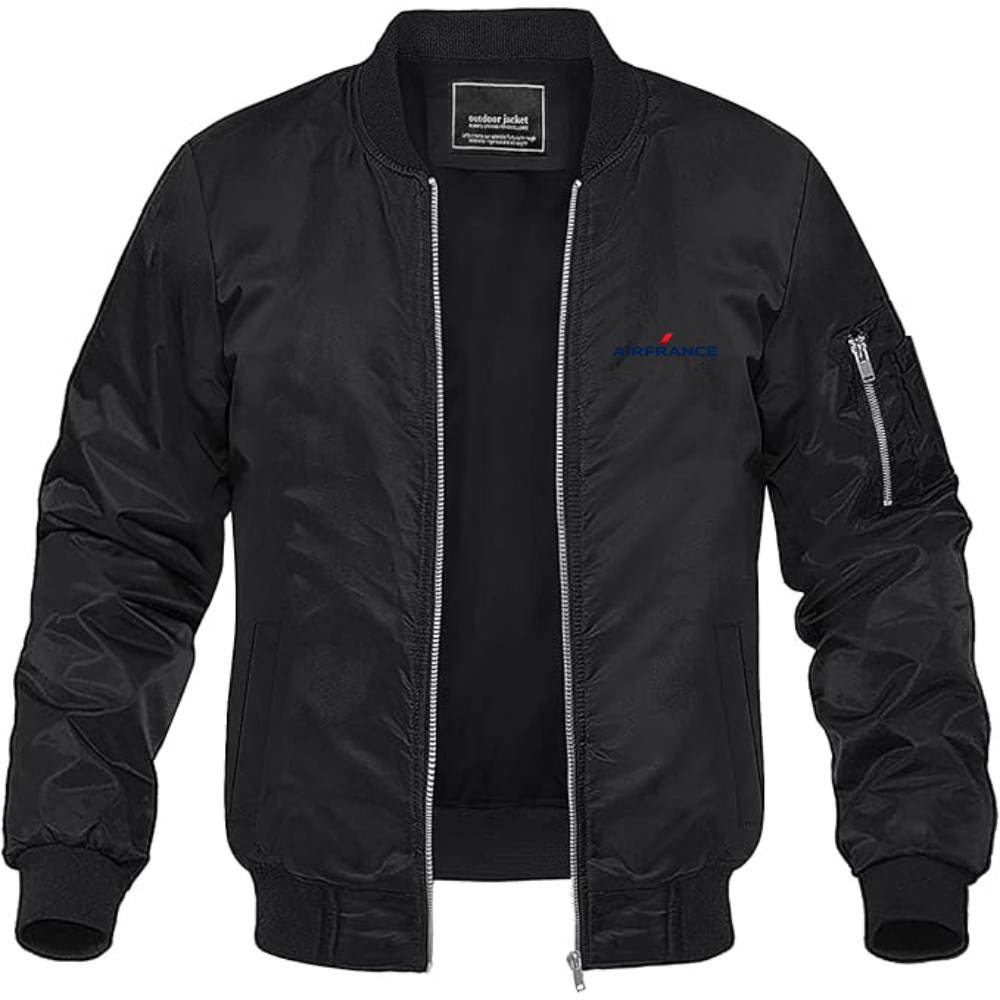 Men's Air France Logo Lightweight Bomber Jacket Windbreaker Softshell Varsity Jacket Coat