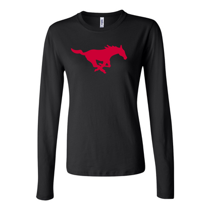 BELLA CANVAS Women’s SMU Mustangs Logo Jersey Long Sleeve Tee