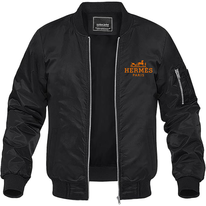 Men's Hermès Logo Lightweight Bomber Jacket Windbreaker Softshell Varsity Jacket Coat