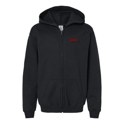 Gildan Heavy Blend Youth Seattle Redhawks Logo Full Zip Hooded Sweatshirt