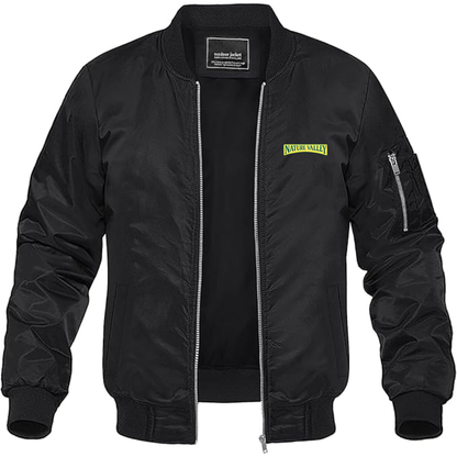 Men's Nature Valley Logo Lightweight Bomber Jacket Windbreaker Softshell Varsity Jacket Coat