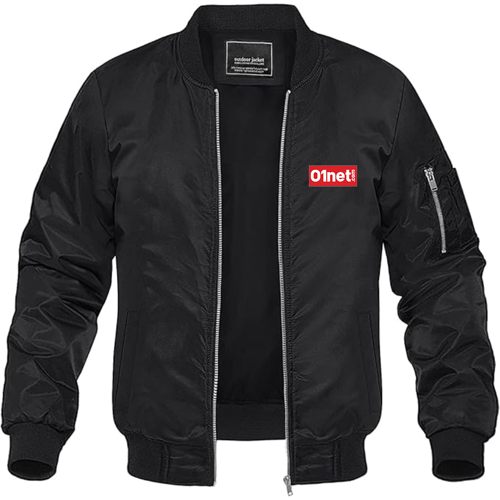 Men's 01net Logo Lightweight Bomber Jacket Windbreaker Softshell Varsity Jacket Coat