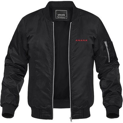 Men's Amana Logo Lightweight Bomber Jacket Windbreaker Softshell Varsity Jacket Coat