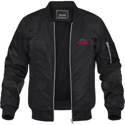 Men's Evian Logo Lightweight Bomber Jacket Windbreaker Softshell Varsity Jacket Coat