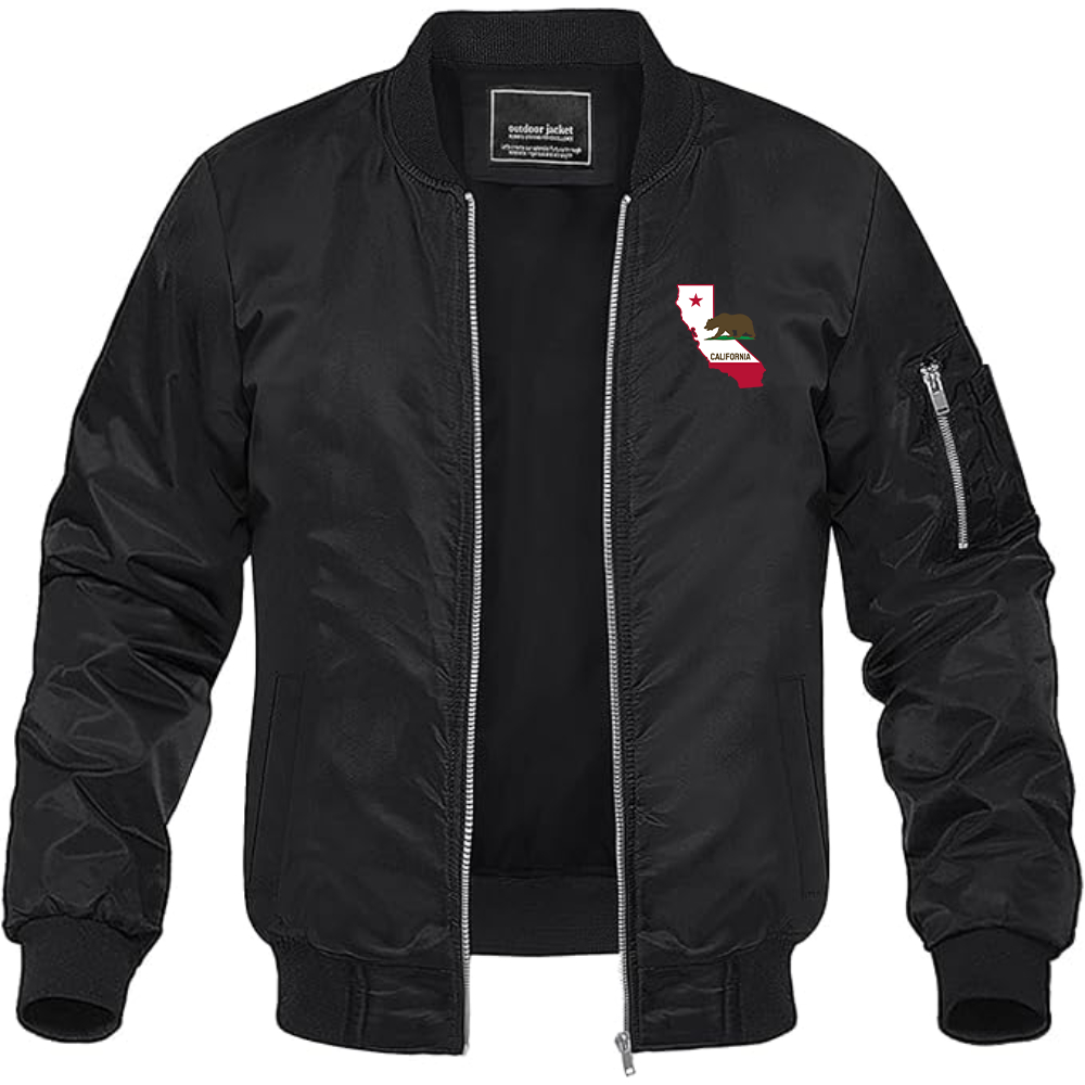 Men's California Bear Map Lightweight Bomber Jacket Windbreaker Softshell Varsity Jacket Coat