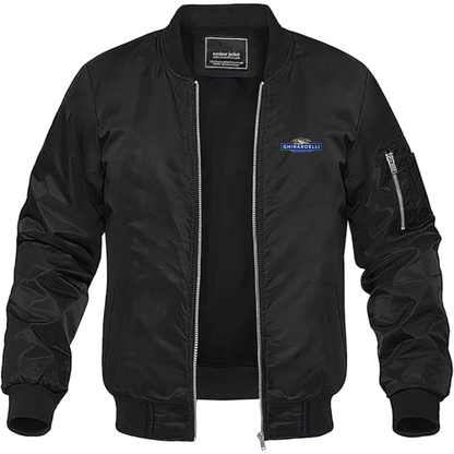 Men's Ghirardell Logo Lightweight Bomber Jacket Windbreaker Softshell Varsity Jacket Coat