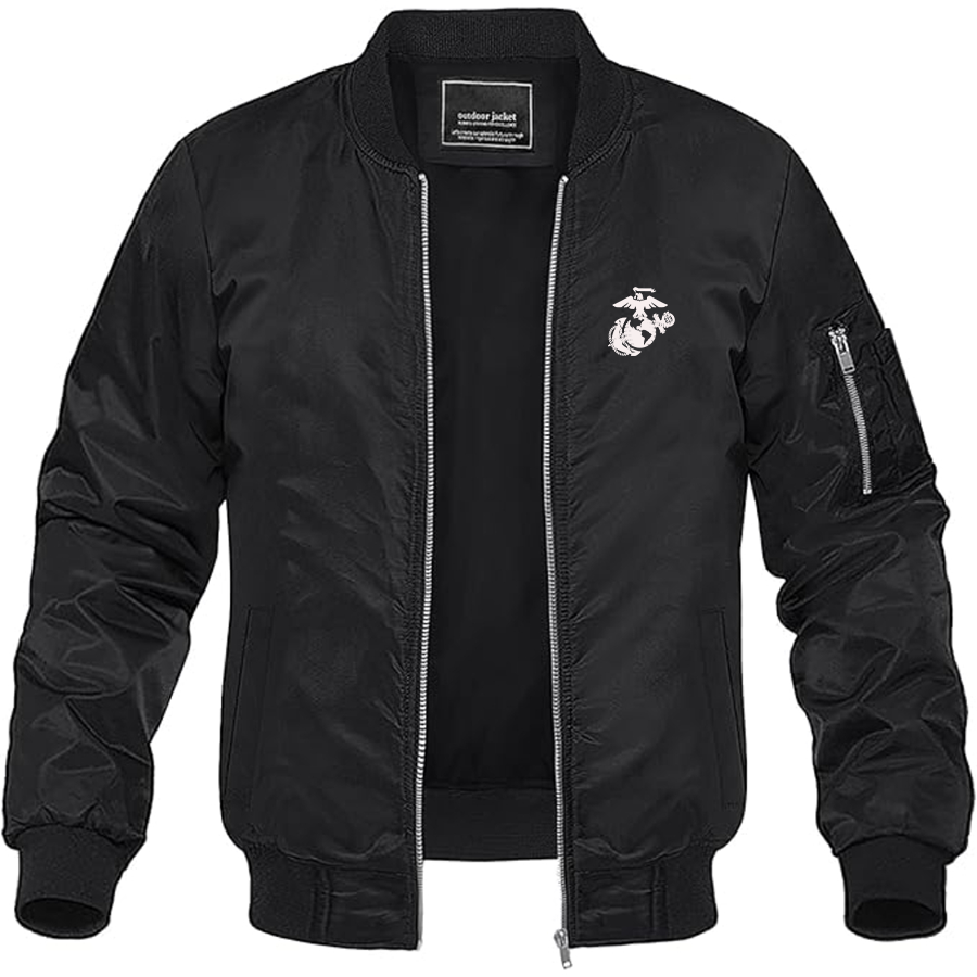 Men's USMC Symbol Lightweight Bomber Jacket Windbreaker Softshell Varsity Jacket Coat