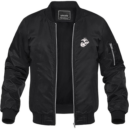 Men's USMC Symbol Lightweight Bomber Jacket Windbreaker Softshell Varsity Jacket Coat