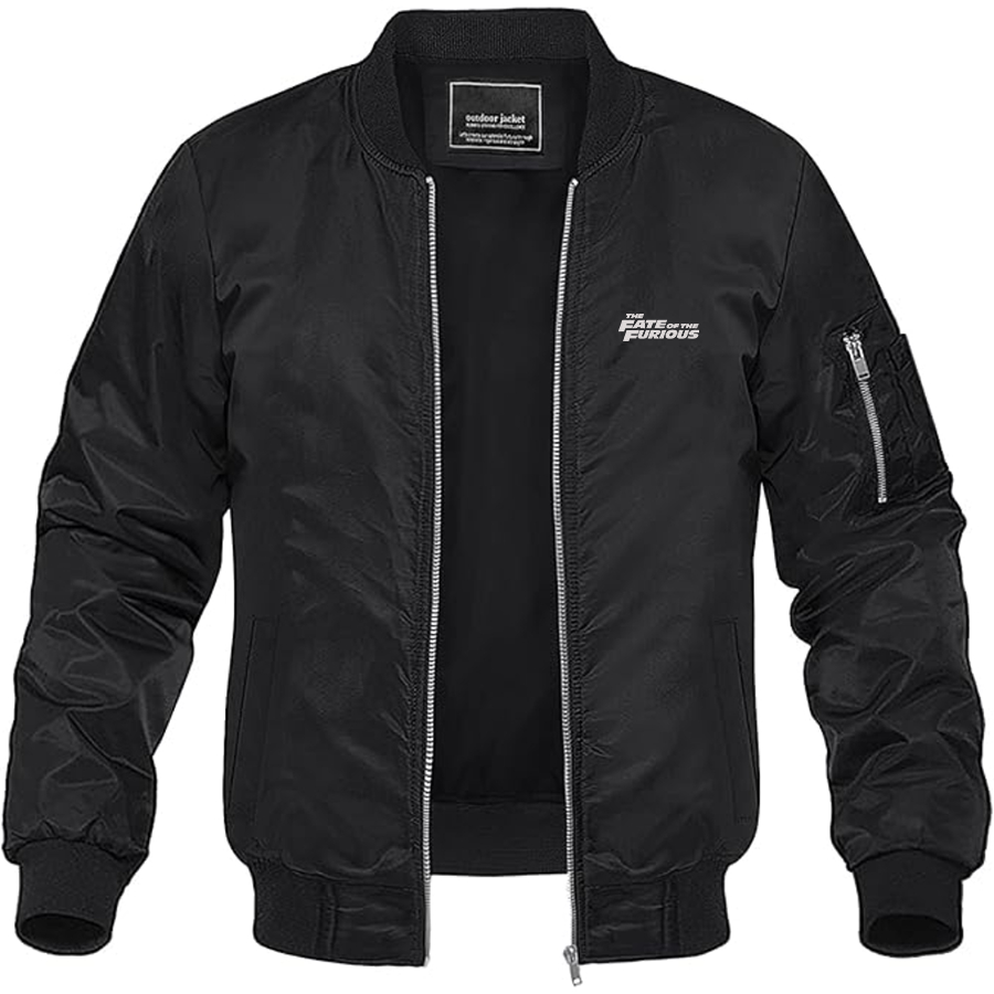 Men's The Fate Of the Furious Logo Lightweight Bomber Jacket Windbreaker Softshell Varsity Jacket Coat