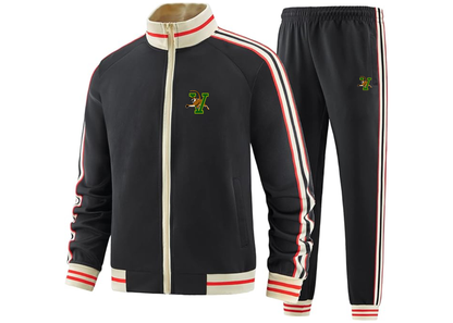 Men's Vermont Catamounts Tracksuit with Bold Striped Accents and Zippered Front Athletic Wear