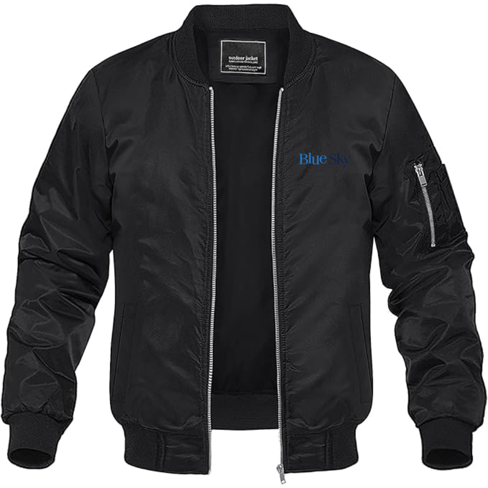 Men's Blue Sky Studios Logo Lightweight Bomber Jacket Windbreaker Softshell Varsity Jacket Coat