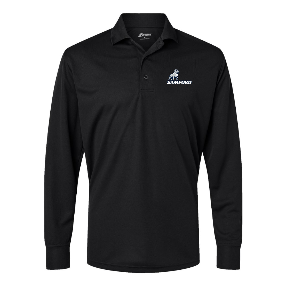 Men's Samford Bulldogs Logo Paragon Prescott Long Sleeve Polo