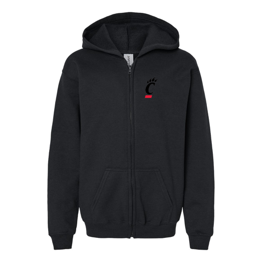 Youth Cincinnati Bearcats Gildan Heavy Blend Full Zip Hooded Sweatshirt