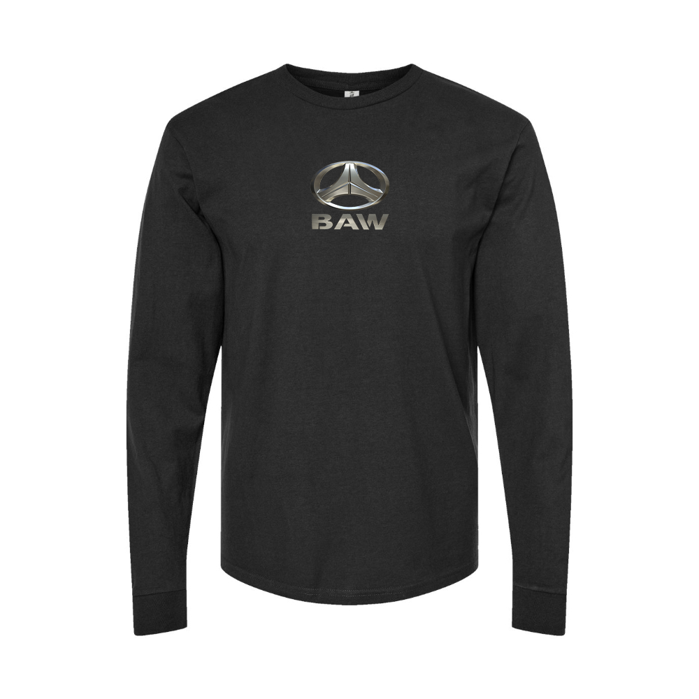 Youth Beijing Automobile Works Logo Cotton Long Sleeve T-Shirt