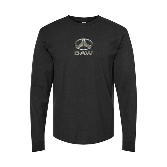Youth Beijing Automobile Works Logo Cotton Long Sleeve T-Shirt