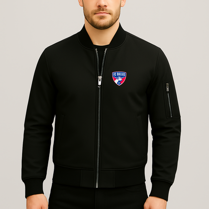 Men's FC Dallas Soccer Logo Lightweight Bomber Jacket Windbreaker Softshell Varsity Jacket Coat