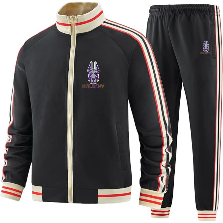 Men's Albany Great Danes Two Piece Designer Tracksuit with Bold Striped Accents and Zippered Front Elevated Athletic Wear