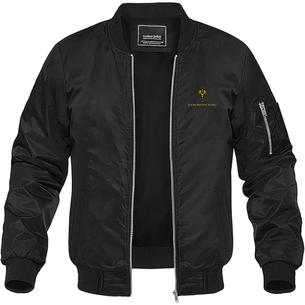 Men's Karlmann King Logo Lightweight Bomber Jacket Windbreaker Softshell Varsity Jacket Coat