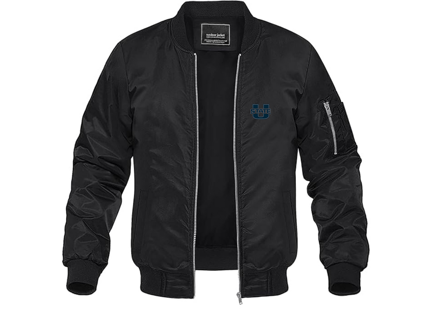 Men's Utah State Aggies Lightweight Bomber Jacket Windbreaker Softshell Varsity Jacket Coat