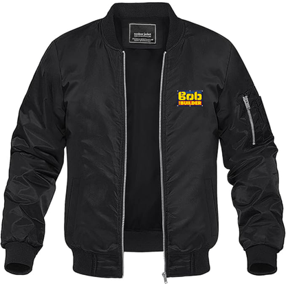 Men's Bob the Builder Logo Lightweight Bomber Jacket Windbreaker Softshell Varsity Jacket Coat