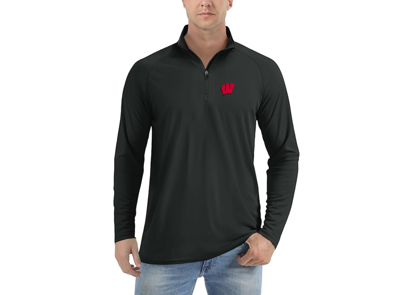 Men's Wisconsin Badgers Lightweight Quarter-Zip Athletic Shirt Long Sleeve Performance Wear