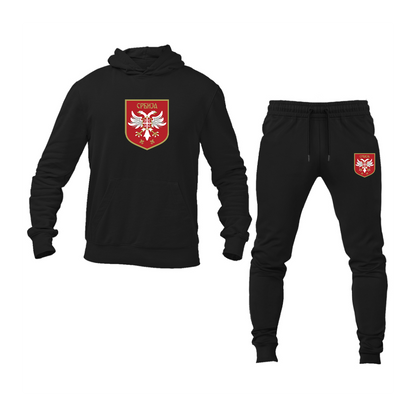 Men's Serbia National Football Soccer Team Logo Hoodie Joggers Set