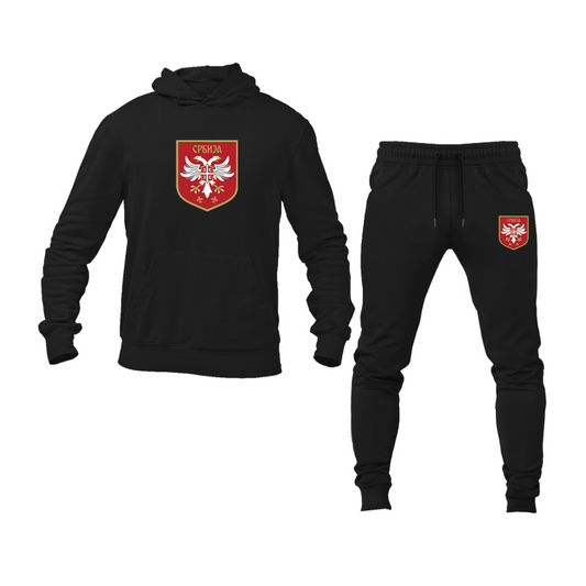 Men's Serbia National Football Soccer Team Logo Hoodie Joggers Set