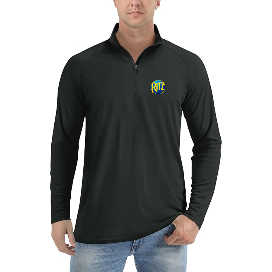 Men’s Ritz Crackers Logo Lightweight Quarter-Zip Athletic Shirt Long Sleeve Performance Wear